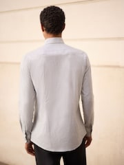 Grey N. Premium Slim Fit Cotton Stretch Gingham Check Formal Shirt - Image 3 of 8