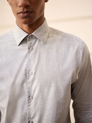 Grey N. Premium Slim Fit Cotton Stretch Gingham Check Formal Shirt - Image 5 of 8