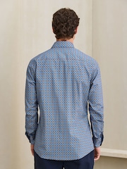 Blue N. Premium Slim Fit Cotton Stretch Geometric Printed Formal Shirt - Image 3 of 8