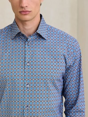 Blue N. Premium Slim Fit Cotton Stretch Geometric Printed Formal Shirt - Image 5 of 8