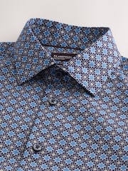 Blue N. Premium Slim Fit Cotton Stretch Geometric Printed Formal Shirt - Image 7 of 8