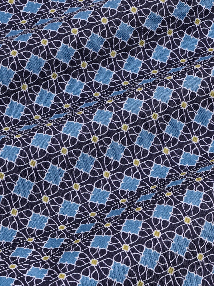 Blue N. Premium Slim Fit Cotton Stretch Geometric Printed Formal Shirt - Image 8 of 8 Blue N. Premium Slim Fit Cotton Stretch Geometric Printed Formal Shirt - Image 8 of 8
