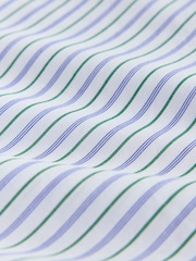 White/Blue/Green Slim Fit Two Tone Stripe Formal Shirt and Tie Set - Image 9 of 9