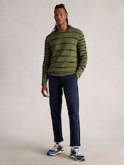 White Stuff Green Wave Stripe Crew Neck Jumper - Image 1 of 6
