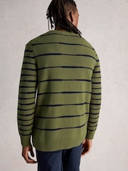 White Stuff Green Wave Stripe Crew Neck Jumper - Image 2 of 6