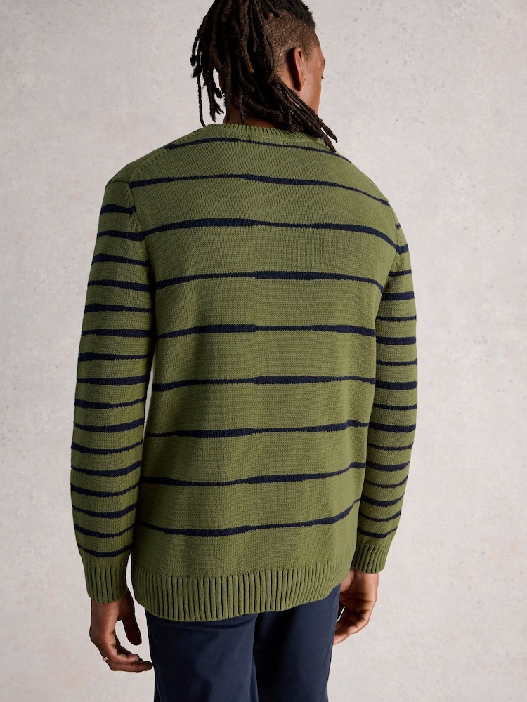 White Stuff Green Wave Stripe Crew Neck Jumper - Image 2 of 6