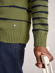White Stuff Green Wave Stripe Crew Neck Jumper - Image 4 of 6