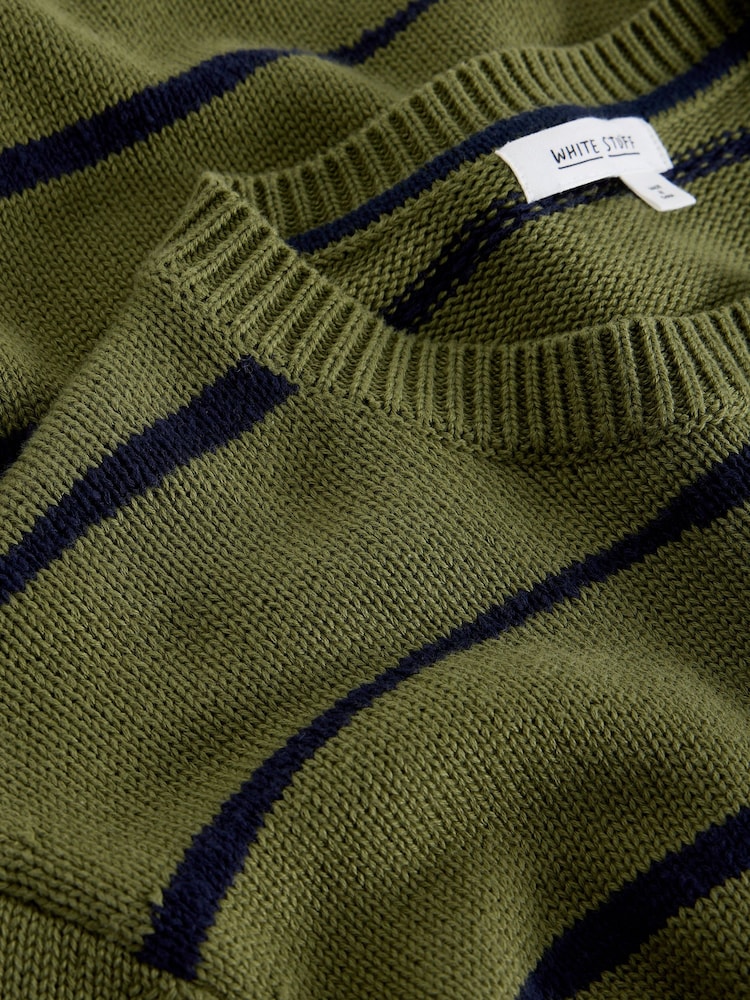 White Stuff Green Wave Stripe Crew Neck Jumper - Image 6 of 6