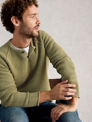 White Stuff Green Gatley Henley Jumper - Image 3 of 6