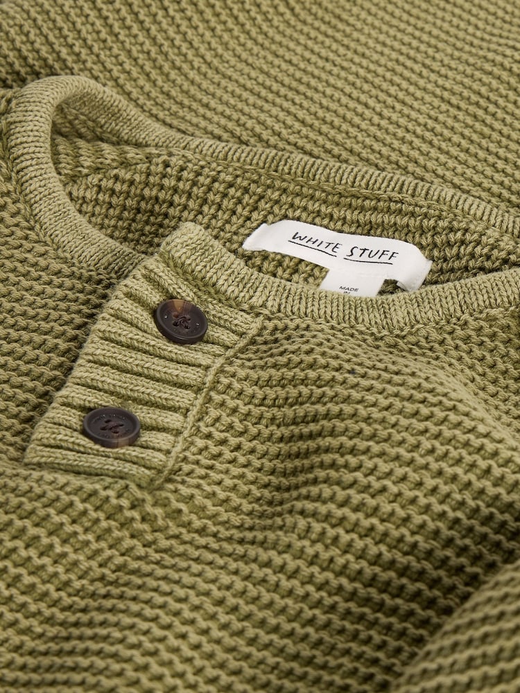 White Stuff Green Gatley Henley Jumper - Image 6 of 6 White Stuff Green Gatley Henley Jumper - Image 6 of 6