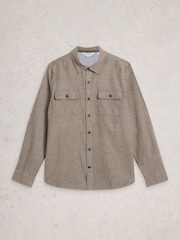 بني - قميص بمظهر مختلط Darwen من White Stuff - Image 5 of 6