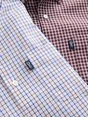 White/Burgundy Check Regular Fit Easy Iron Oxford Shirts 2 Packs - Image 10 of 12