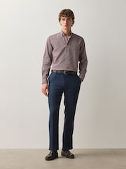 White/Burgundy Check Regular Fit Easy Iron Oxford Shirts 2 Packs - Image 2 of 12