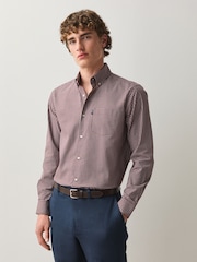White/Burgundy Check Regular Fit Easy Iron Oxford Shirts 2 Packs - Image 3 of 12