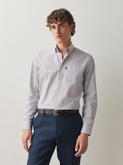 White/Burgundy Check Regular Fit Easy Iron Oxford Shirts 2 Packs - Image 5 of 12