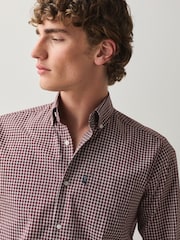 White/Burgundy Check Regular Fit Easy Iron Oxford Shirts 2 Packs - Image 7 of 12