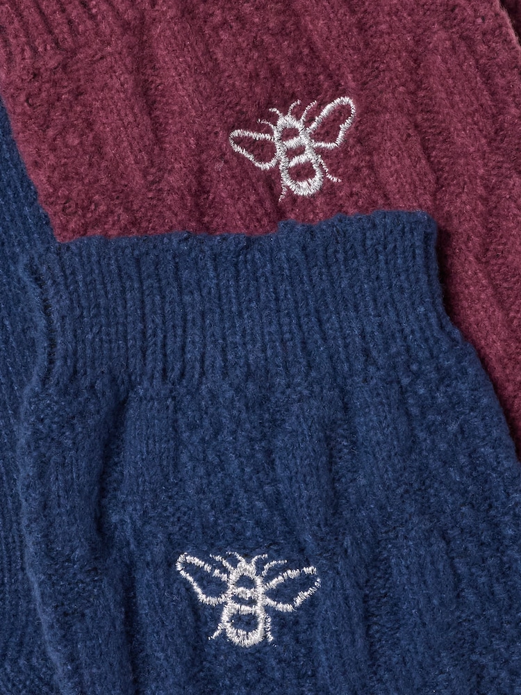 FatFace 2 Pack Navy/Red Bee Cable Socks - Image 3 of 3 FatFace 2 Pack Navy/Red Bee Cable Socks - Image 3 of 3