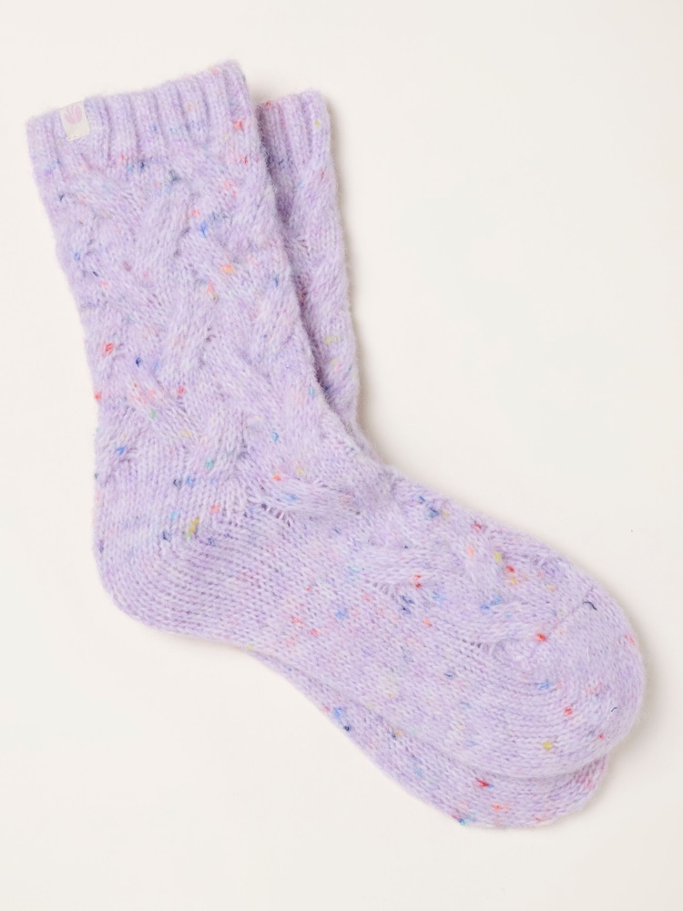 FatFace Lilac Purple Super Soft Cable Socks - Image 1 of 2 FatFace Lilac Purple Super Soft Cable Socks - Image 1 of 2