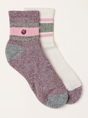FatFace 2 Pack Burgundy Sport Socks - Image 1 of 2