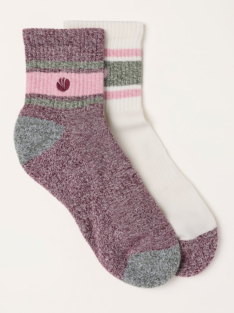 FatFace 2 Pack Burgundy Sport Socks - Image 1 of 2
