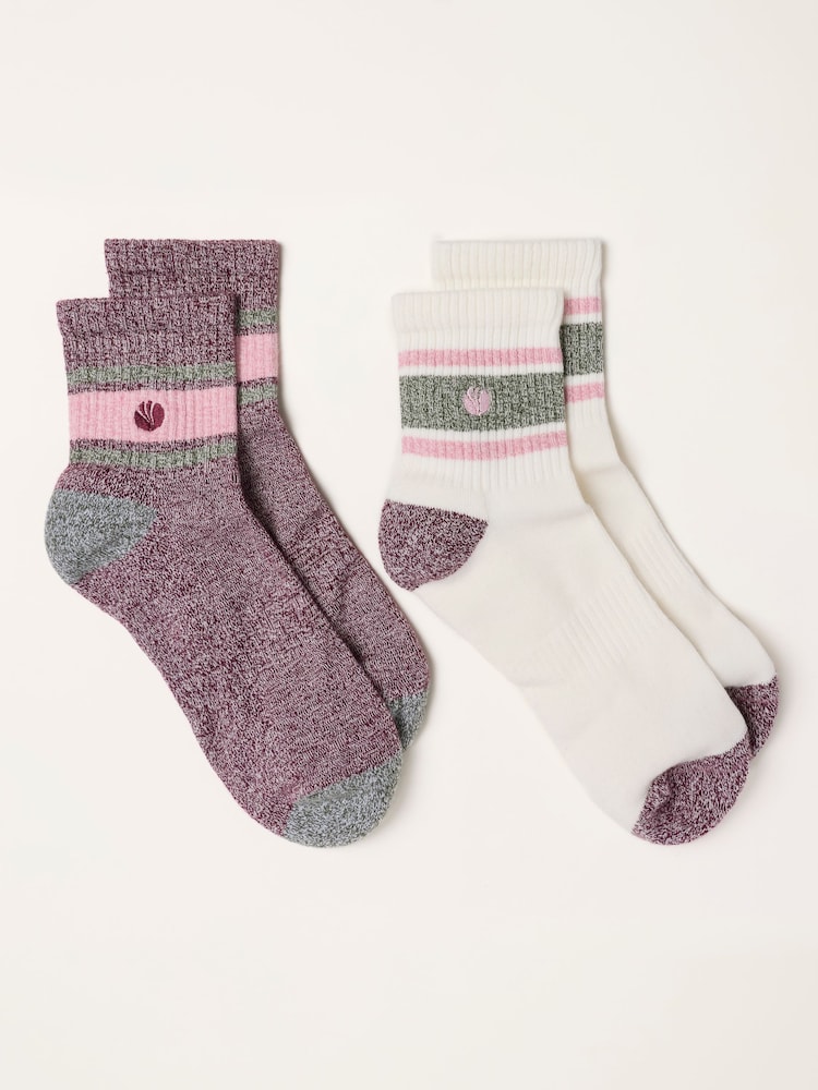 FatFace 2 Pack Burgundy Sport Socks - Image 2 of 2