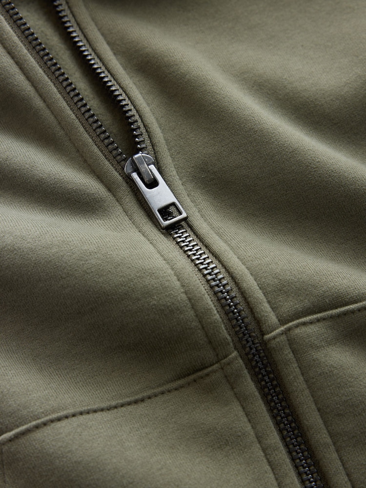 Khaki Zip Through Sweat Hoodie (3-16yrs) - Image 10 of 10
