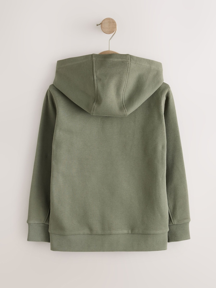 Khaki Zip Through Sweat Hoodie (3-16yrs) - Image 2 of 5 Khaki Zip Through Sweat Hoodie (3-16yrs) - Image 2 of 5