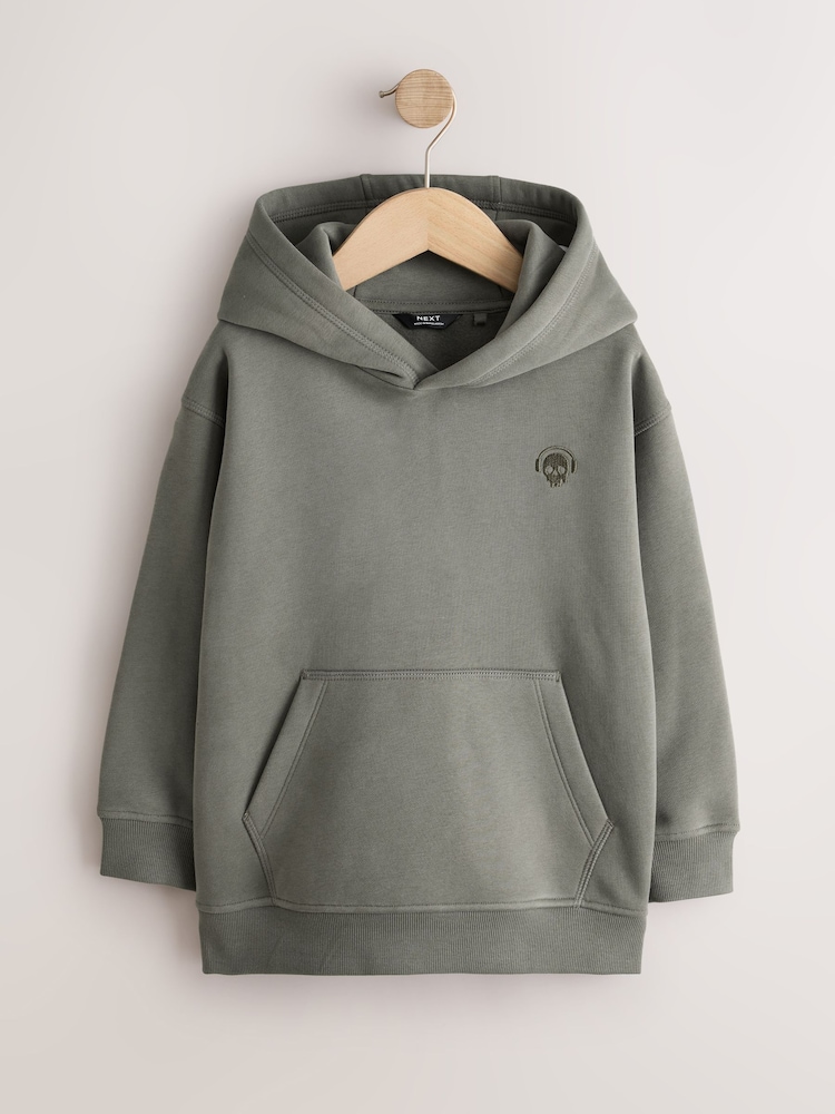 Khaki Green Skull Overhead Hoodie (3-16yrs) - Image 1 of 4 Khaki Green Skull Overhead Hoodie (3-16yrs) - Image 1 of 4