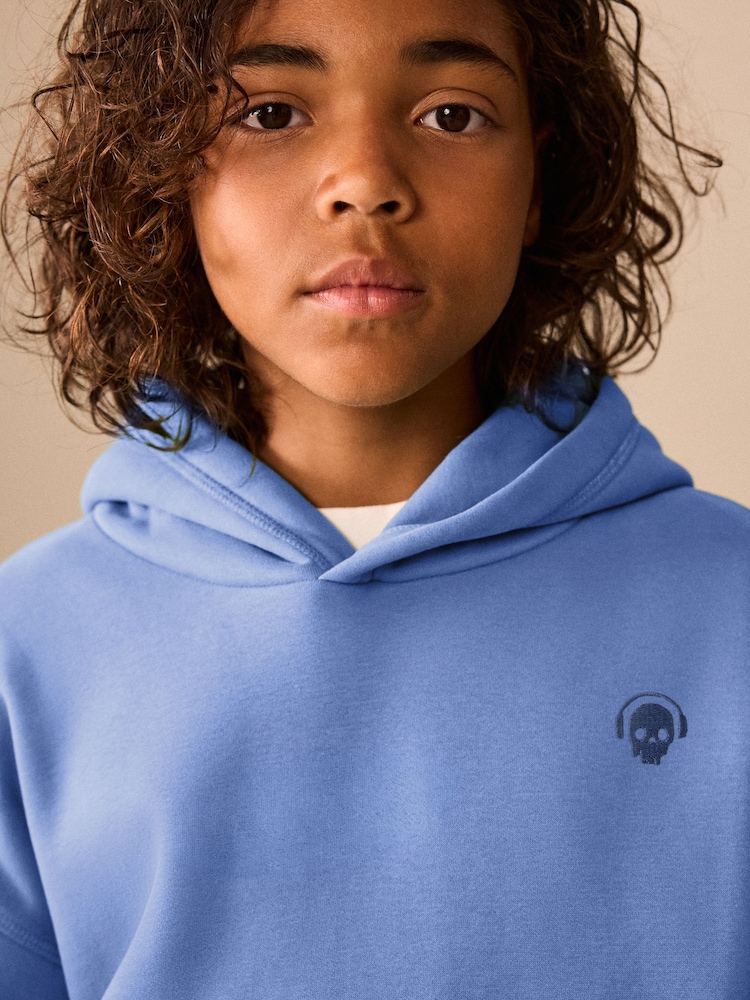 Mid Blue Skull Overhead Hoodie (3-16yrs) - Image 4 of 4 Mid Blue Skull Overhead Hoodie (3-16yrs) - Image 4 of 4
