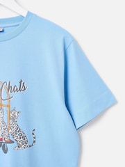 Oliver Bonas Blue Hotel Des Chats Graphic T-Shirt - Image 6 of 7