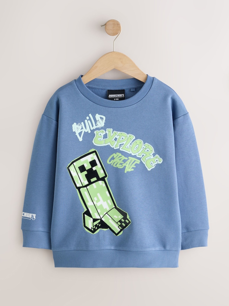 Blue Minecraft Crew Neck Hoodie (3-16yrs) - Image 1 of 4