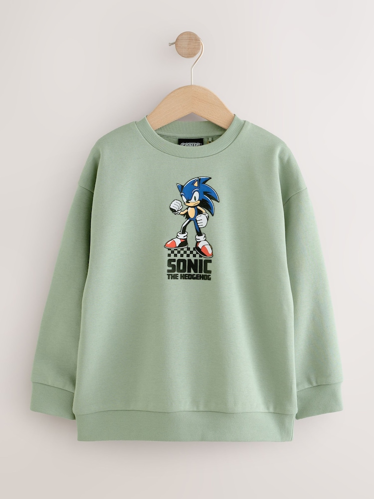 綠色 - Sonic Print Crew Neck Sweatshirt (3-16yrs) - 圖片 1，共 5
