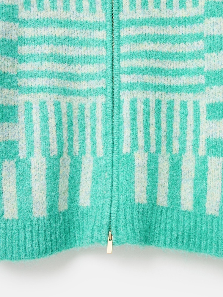 Oliver Bonas Green Zip Up Knitted Bomber Jacket - Image 8 of 8 Oliver Bonas Green Zip Up Knitted Bomber Jacket - Image 8 of 8