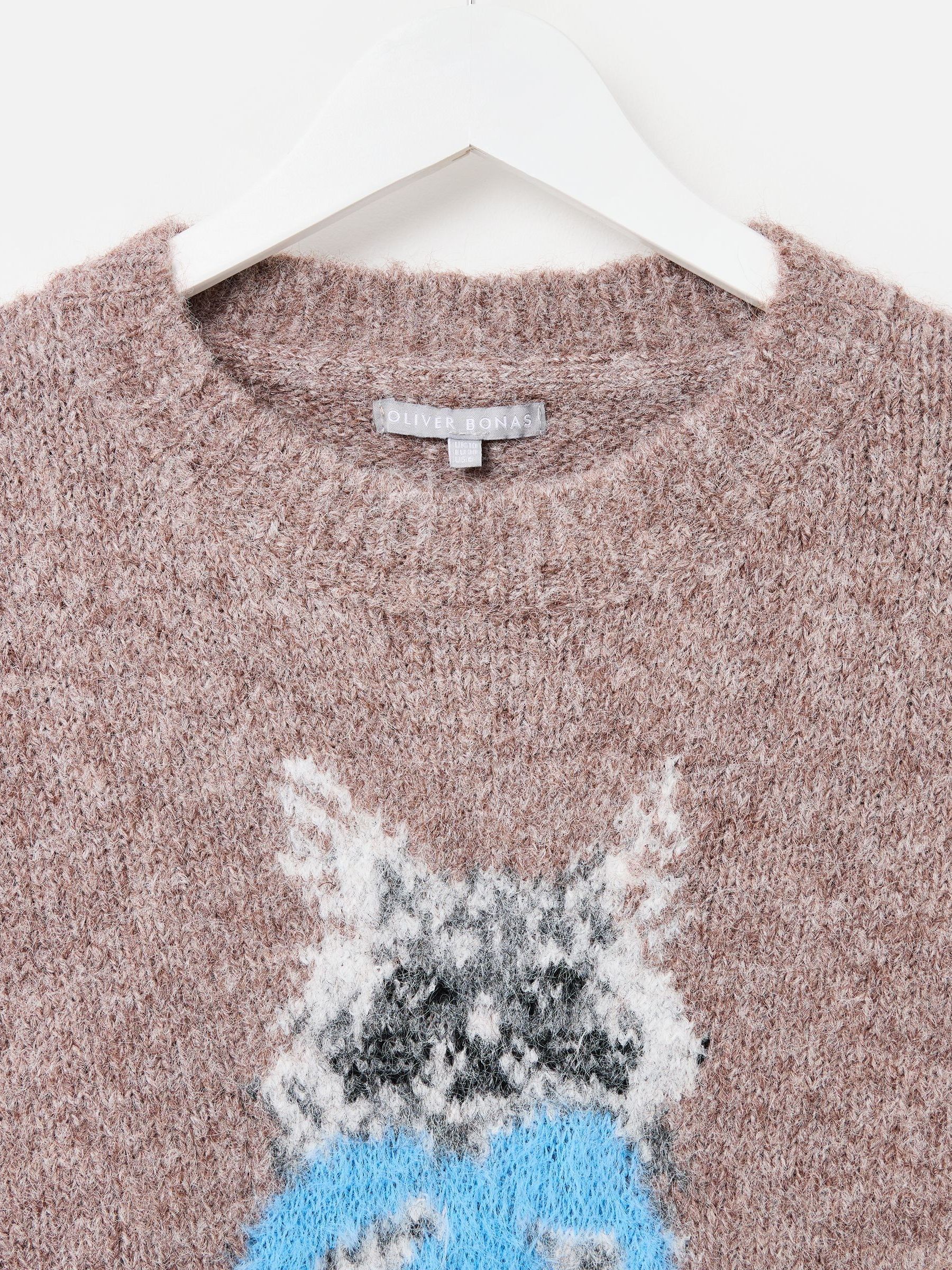 Buy Oliver Bonas Natural Cuthbert Cat Crew Neck Knitted Jumper