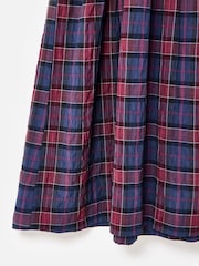 Oliver Bonas Blue Checked V-Neck Puff Sleeve Midi Dress - Image 8 of 8