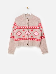 Oliver Bonas Natural Geometric Knitted Cardigan - Image 3 of 8