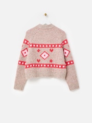 Oliver Bonas Natural Geometric Knitted Cardigan - Image 4 of 8