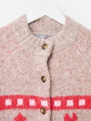 Oliver Bonas Natural Geometric Knitted Cardigan - Image 5 of 8