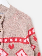 Oliver Bonas Natural Geometric Knitted Cardigan - Image 6 of 8