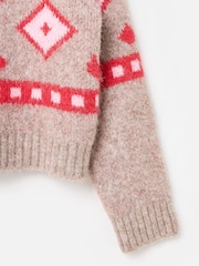 Oliver Bonas Natural Geometric Knitted Cardigan - Image 7 of 8