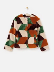 معطف فرو صناعي تصميم رقع شكل هندسي من Oliver Bonas - صورة 3 من 8