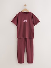 Burgundy Red slogan Jogger Pyjamas 1 Pack (3-16yrs) - Image 1 of 4