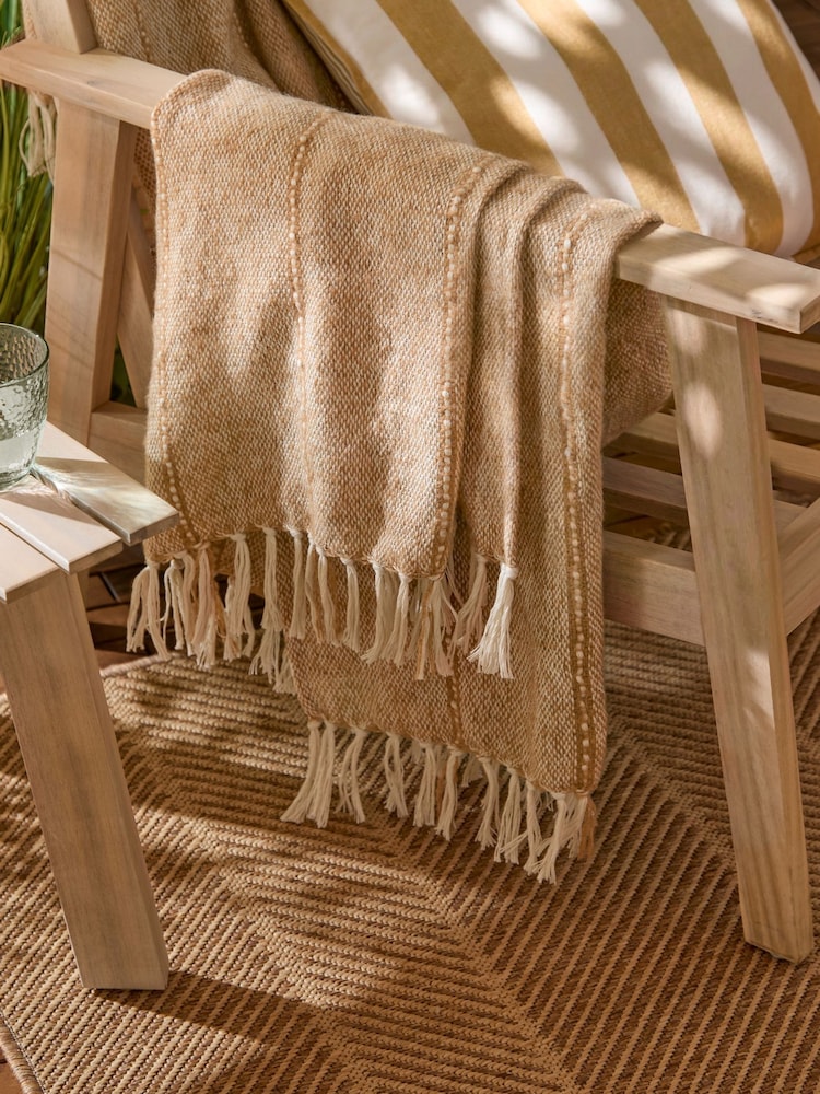 Yard Natural Hedon Tasselled Outdoor Throw - Image 1 of 5