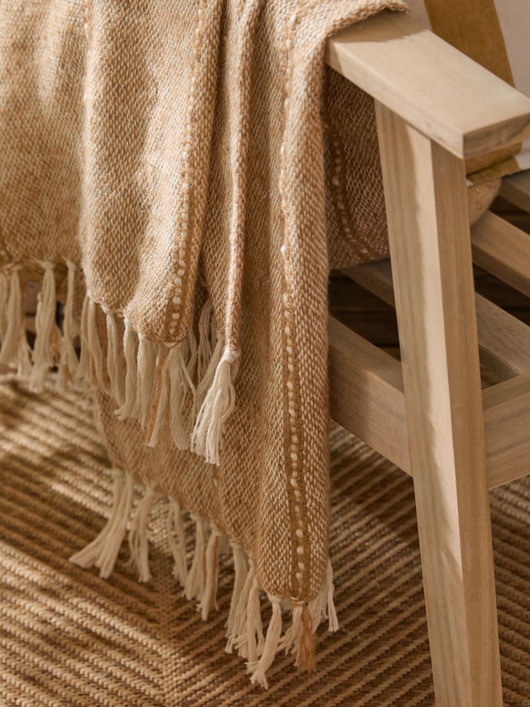 Yard Natural Hedon Tasselled Outdoor Throw - Image 2 of 5