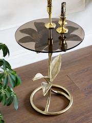 Rockett St George Gold Metal Floral Side Table - Image 1 of 7