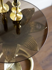 Rockett St George Gold Metal Floral Side Table - Image 2 of 7