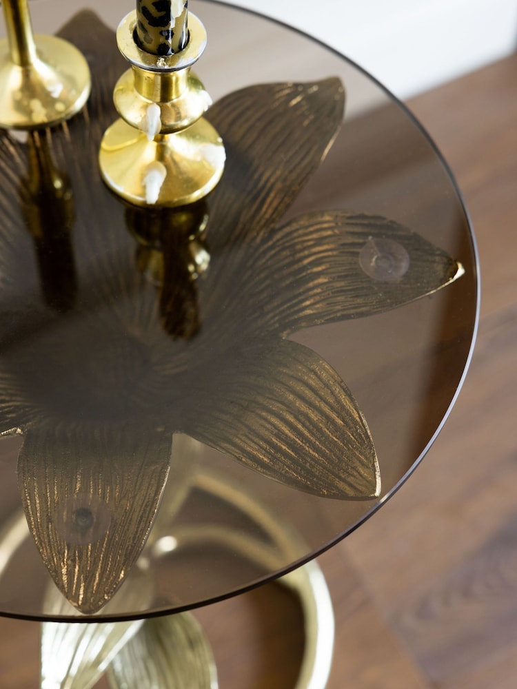 Rockett St George Gold Metal Floral Side Table - Image 2 of 7 Rockett St George Gold Metal Floral Side Table - Image 2 of 7