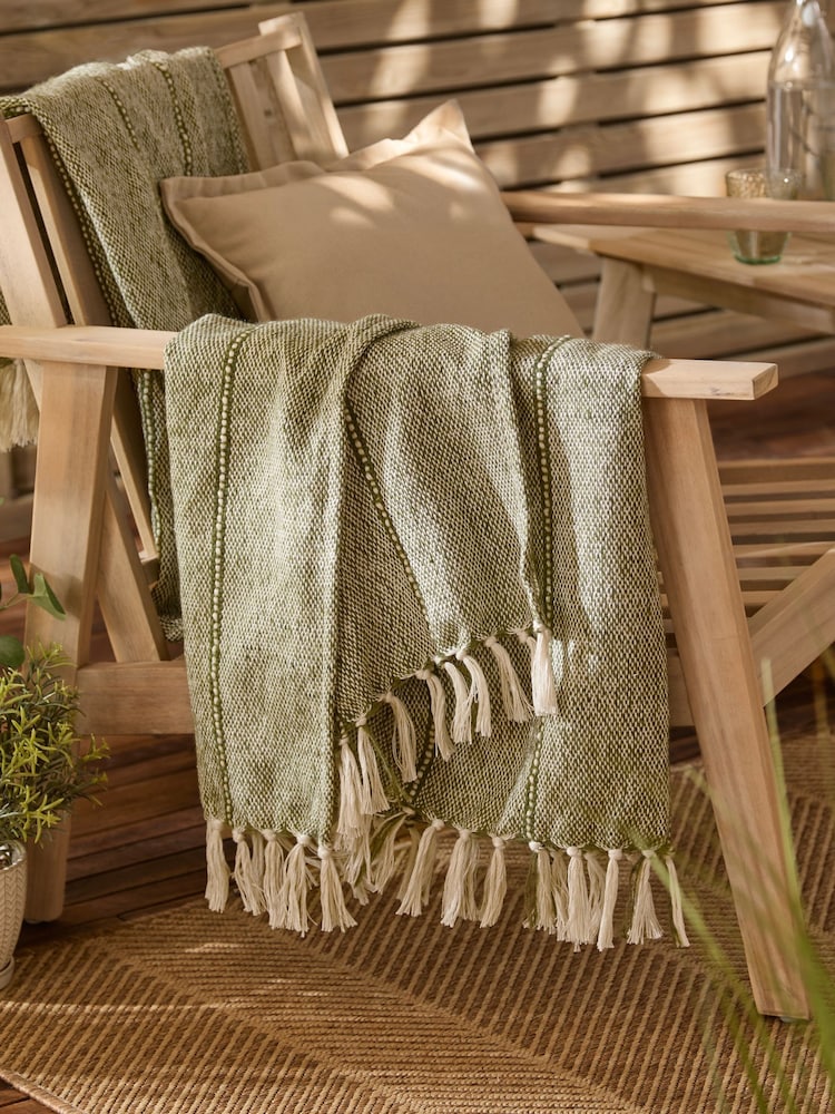 Yard Moss Hedon Tasselled Outdoor Throw - Image 1 of 5