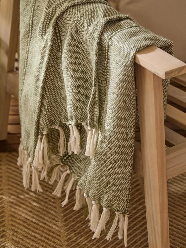 Yard Moss Hedon Tasselled Outdoor Throw - Image 2 of 5