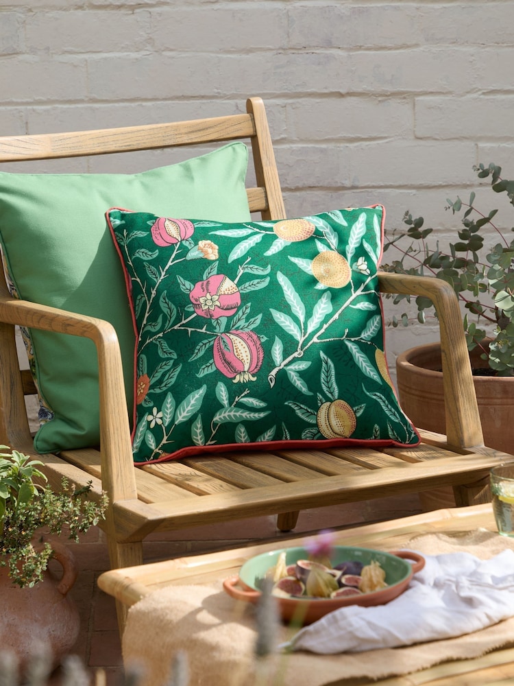 Morris & Co Forest Green Lemon Fruits Outdoor Cushion - Image 1 of 6